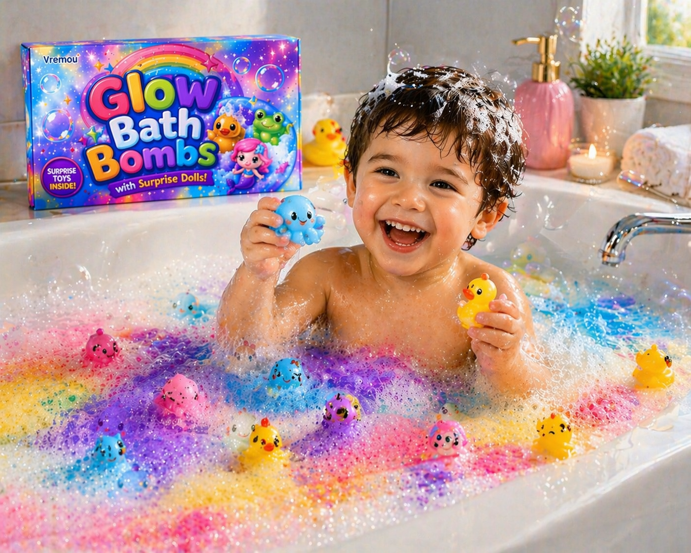 Glow Bath Bombs with Surprise Dolls