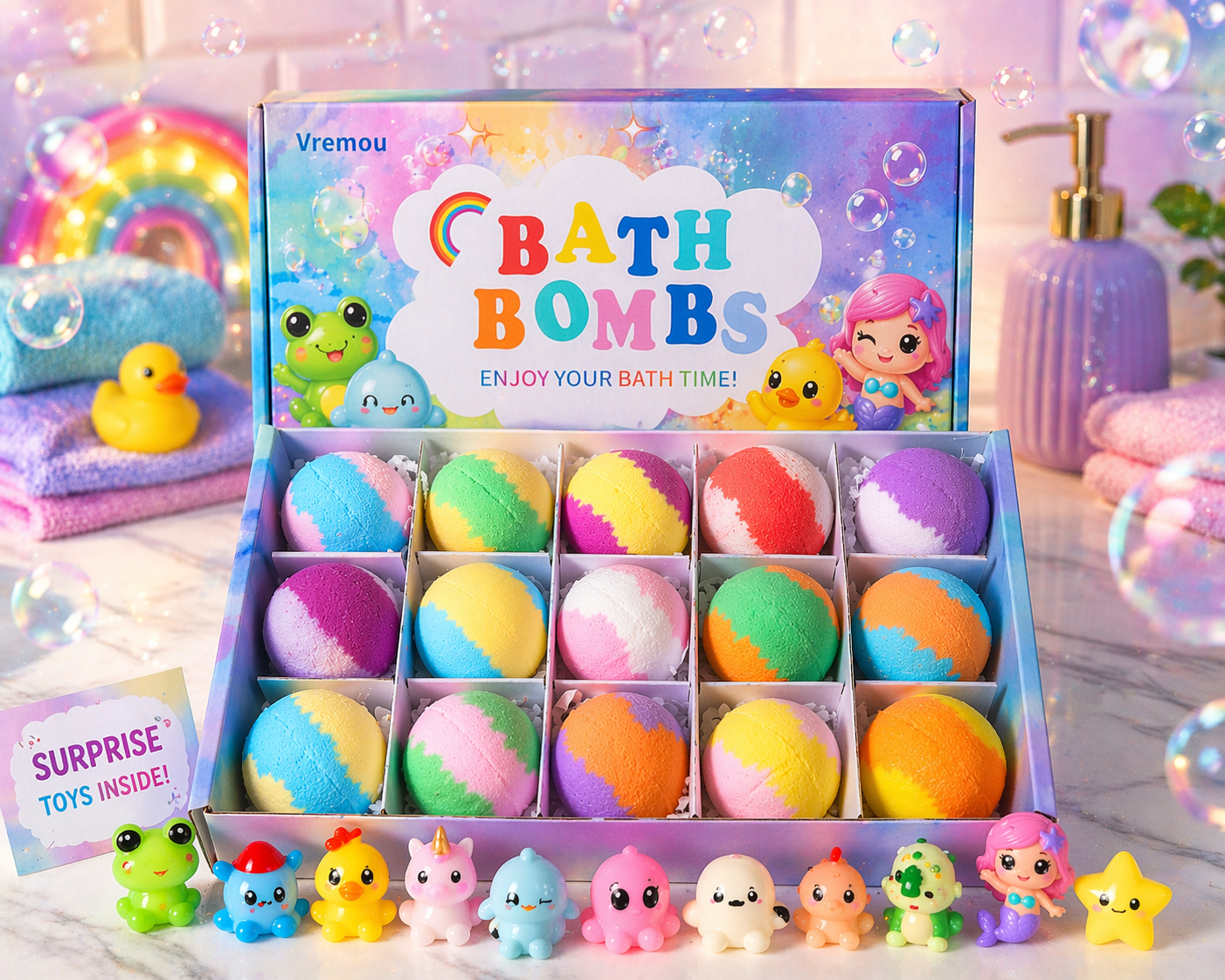 Glow Bath Bombs with Surprise Dolls